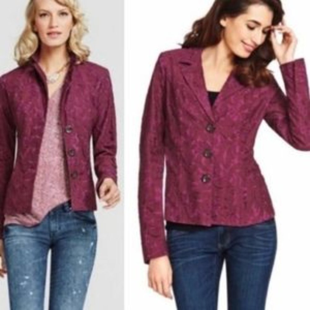 CABI FROLIC PLUMBERRY LACE 3 BUTTONS JACKET